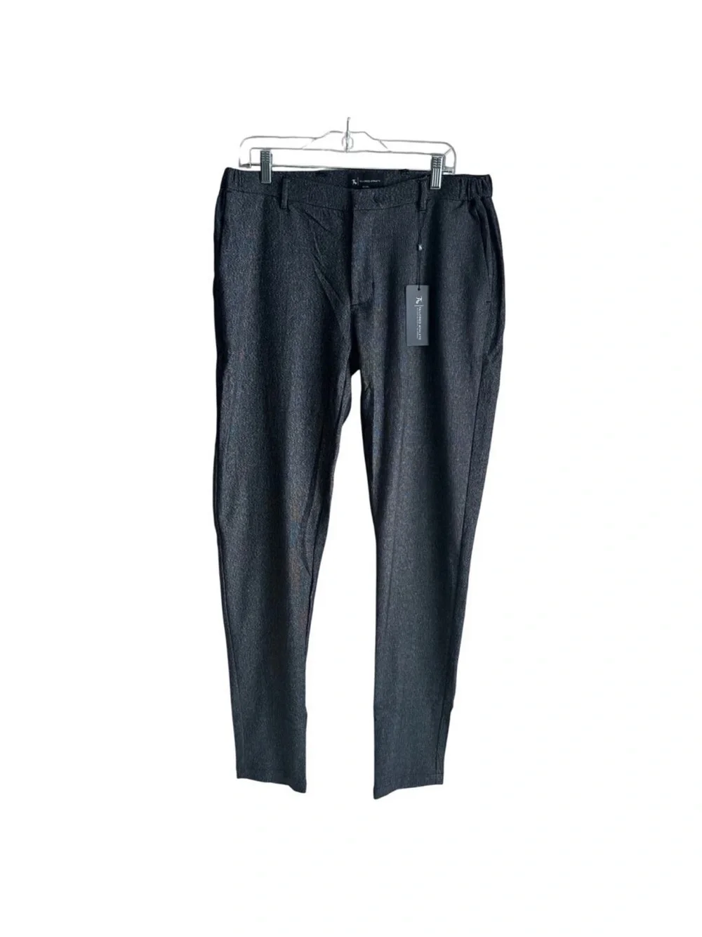 Tailored Athlete Semi Plain Trousers Black/Grey 36x34 NEW